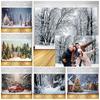 Paesaggio Invernale Foresta Nevosa Montagna Paesaggio Naturale Sfondo di Natale Fotografia Ritratto Bambino Studio Fotografico