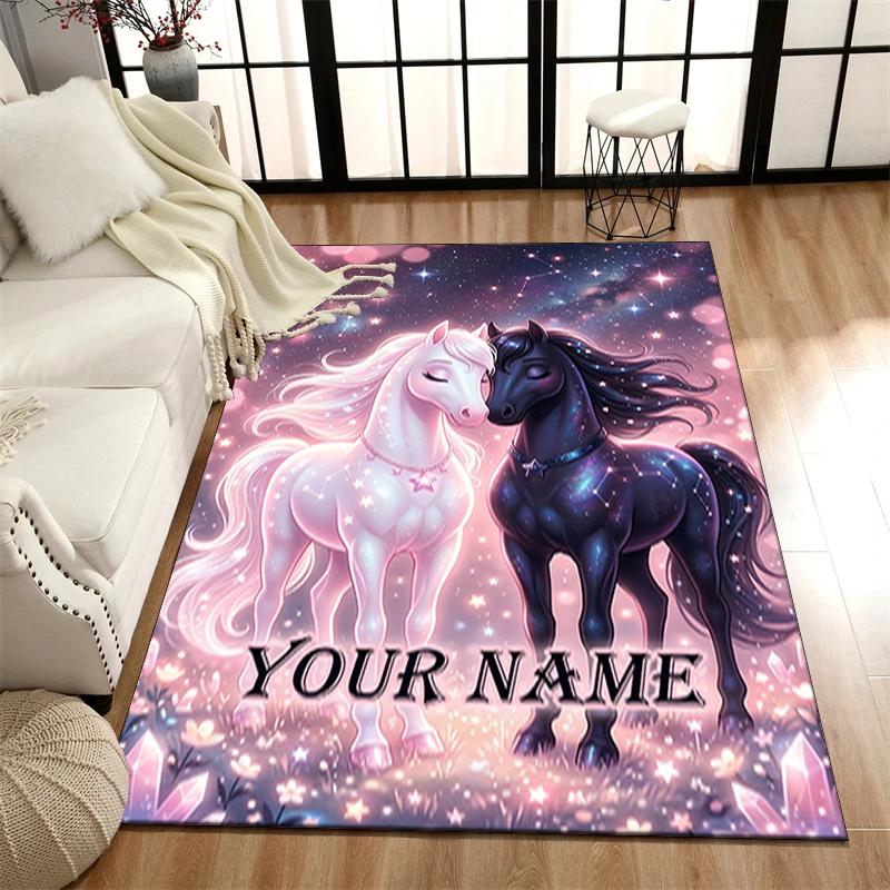 1PC Custom Name "Unicorn Fantasy Night Sky" Theme Floor Mat Ideal for Living Room, Game Rooms, Office, Bedroom,Floor Mat Playful Design