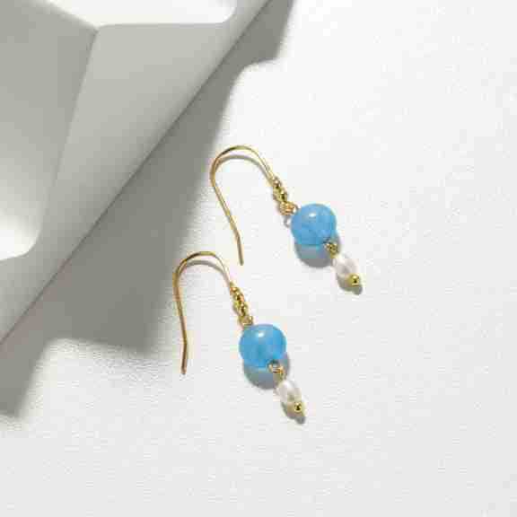 

Новые китайские оригинальные серьги ручной работы из натурального камня с бусинами из стерлингового серебра с крючками для ушей для женщин, милые маленькие свежие литературные и старинные универсальные серьги