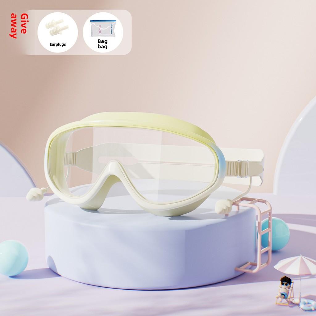 Childrens Swimming Goggles With Antifog Waterproof Silicone Hat Set For Kids Yellow