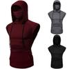 Stylish Men's Hooded Pullover T Shirt Tank Top With Protective Mask For Active Wear