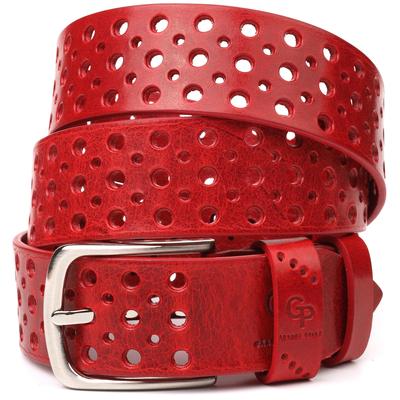 Women's Belt with Perforation Made of Genuine Leather GRANDE PELLE Leather Belt 21477 Red