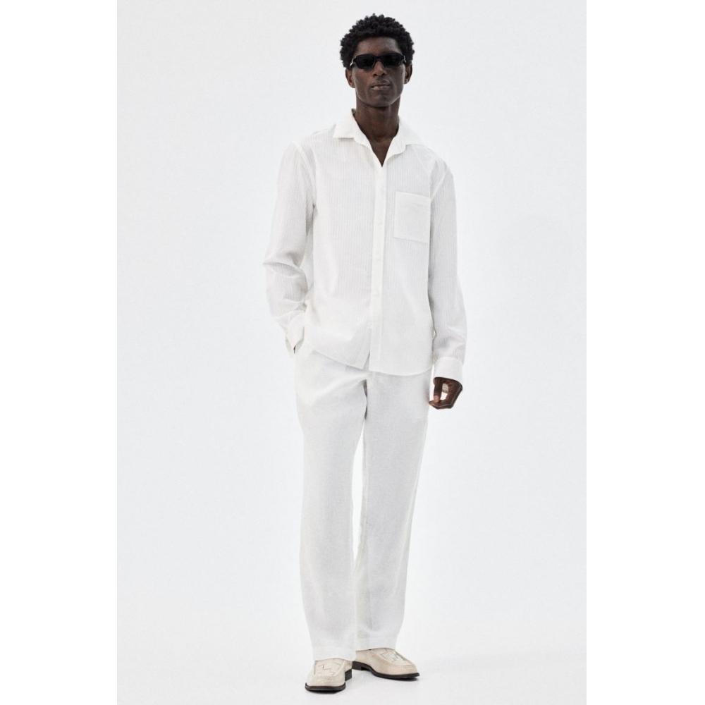 

Льняные брюки HM Regular Fit, белые XS