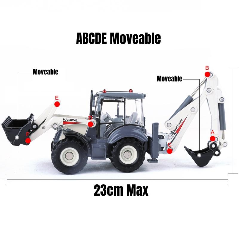 1/50 Loader-Digger Excavator Truck Toy Car  Diecast Metal Engineering Vehicle Model Educational Collection Gift for Children Kid