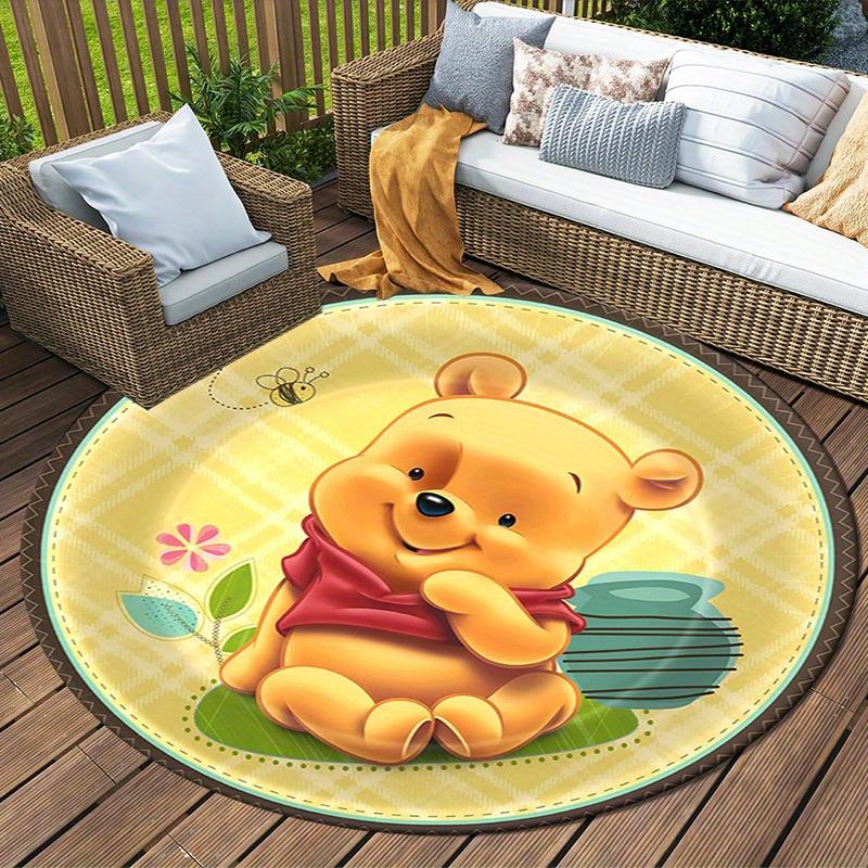1 alfombra redonda Winnie the Pooh antideslizante, lavable a máquina, alfombra de poliéster para decoración de sala de estar y dormitorio