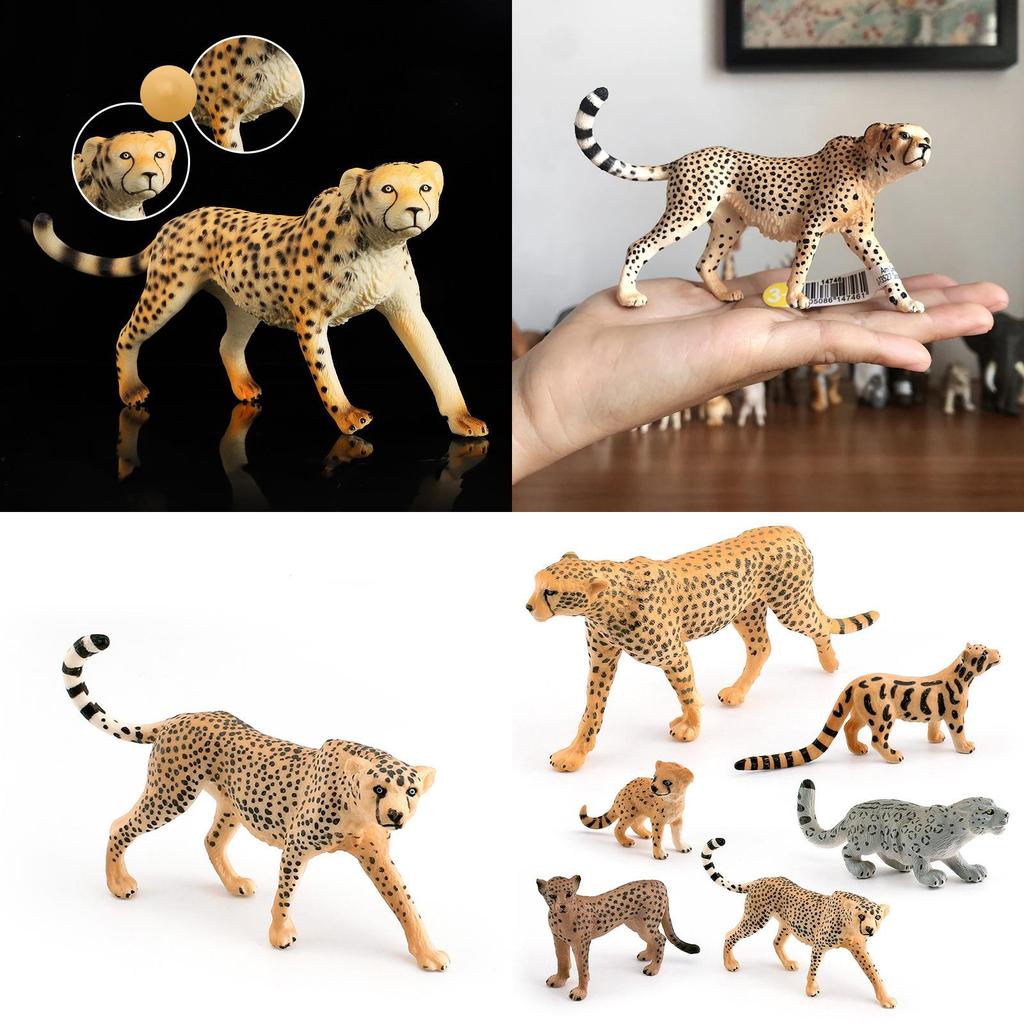 Realistic Wild Animal Model Cheetah Head Up Clouded Leopard African Leopard Indian Leopard Desktop Decor Toy 10*2.5*6.5cm)
