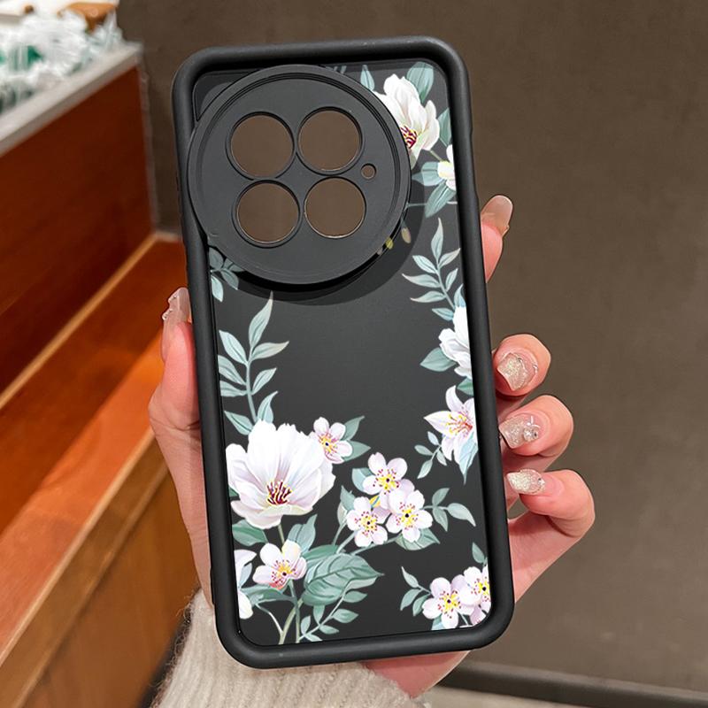 

Мягкий ТПУ чехол для телефона с цветочным принтом для OnePlus 13T 13R 13 12R 11R Ace 5 3 2 с защитой объектива, противоударная матовая задняя крышка OnePlus 13T чёрный