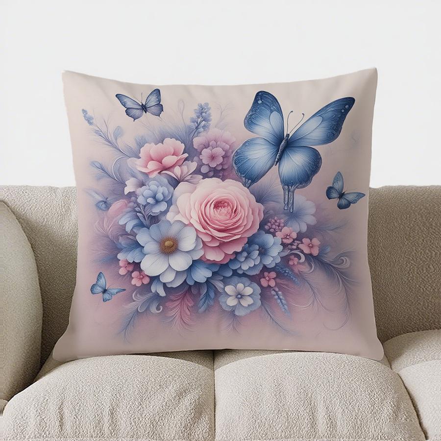 Heimdeko Florales & Schmetterlingsmuster Kissenbezug Muster Kissenbezug Geeignet für Sofa Schlafzimmer Auto Kissenbezug