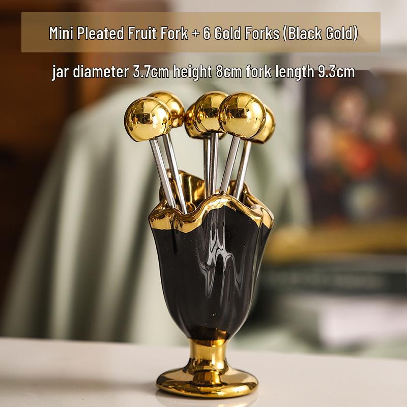 Zestaw widelczyków do owoców ze stali nierdzewnej dla dzieci - Wykałaczki deserowe ze słoiczkiem do przechowywania