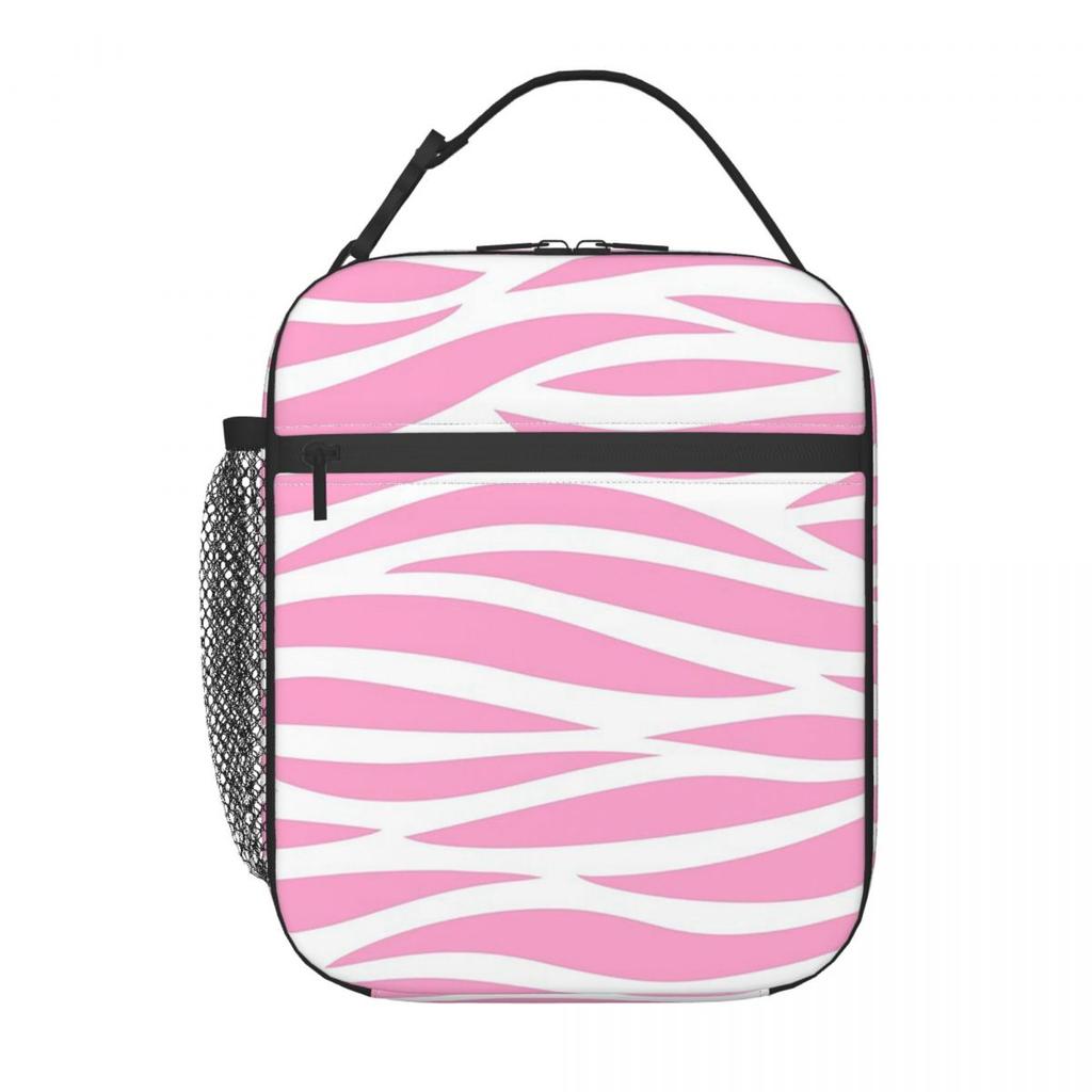 Zebra Patroon Roze Zebra Strepen Geïsoleerde Lunchtas voor Vrouwen Kantoor Koeler Thermische Voedseldoos Tote Lunchboxen Container