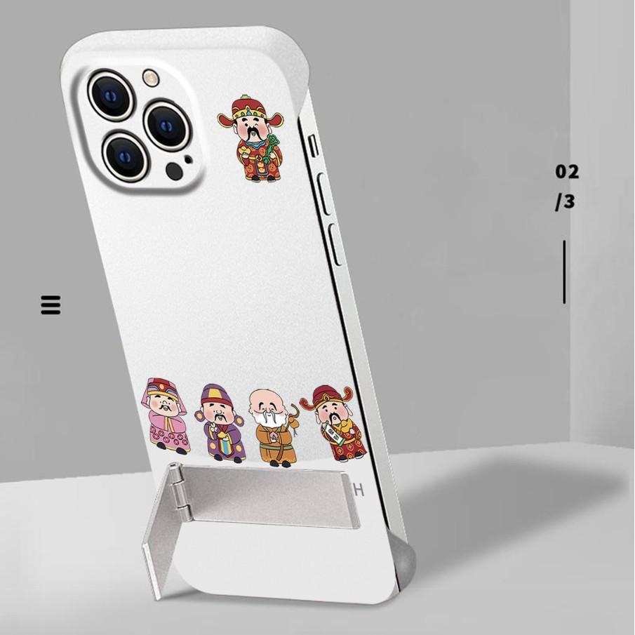 

Five Way God of Wealth for IPhone16 for Apple Phone Case 15 Feather Yarn Borderless 14 Ultra Thin 13 Bracket For Apple 7