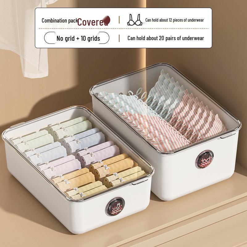 3-in-1 Dustproof Underwear and Sock Organizer with Lid