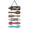 Bless The Food Before Us Farmhouse Wall Decor Collage Wall Art Wooden Rustic 6Pcs Roped Sign Large Wall Hanging Sign