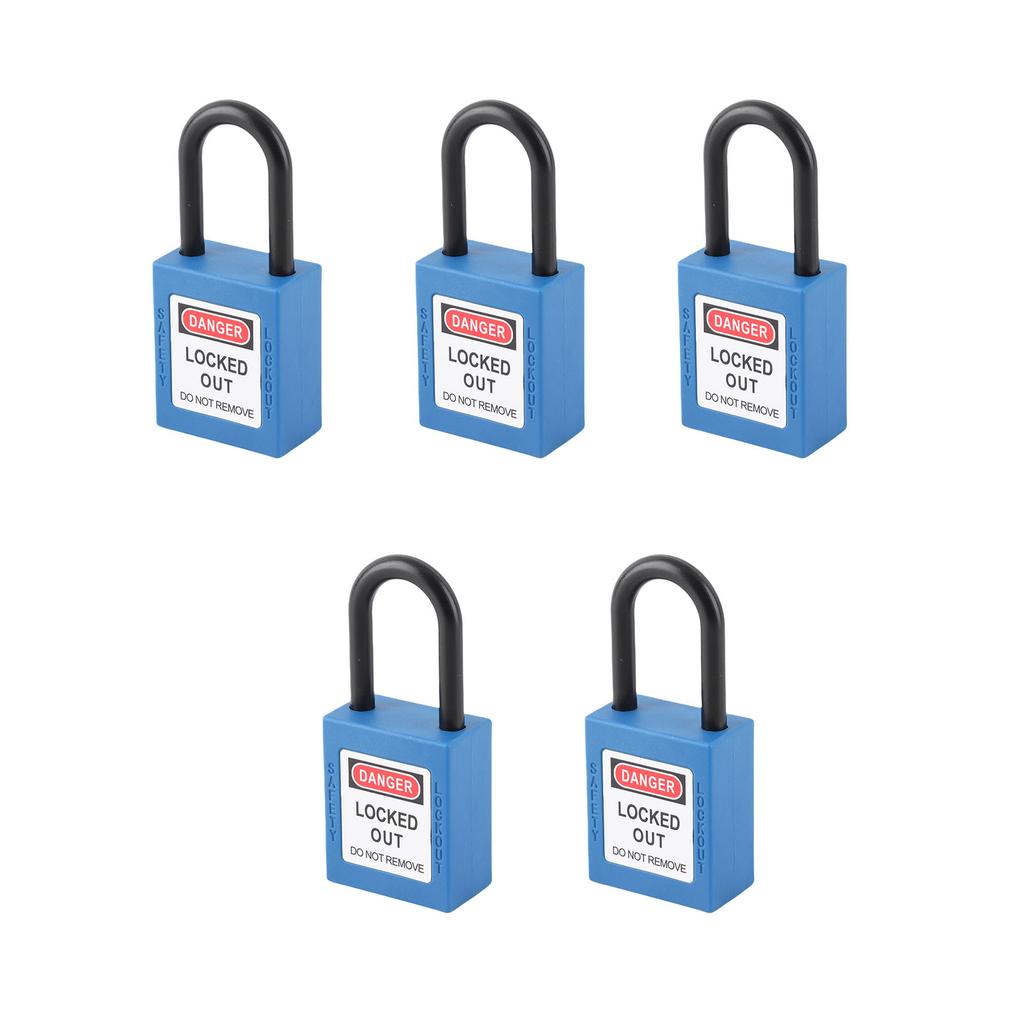 5 Satz 38mm Lockout Tagout Schloss Nylon Langlebig Staubdicht Isoliertes Sicherheitshängeschloss mit Schlüssel