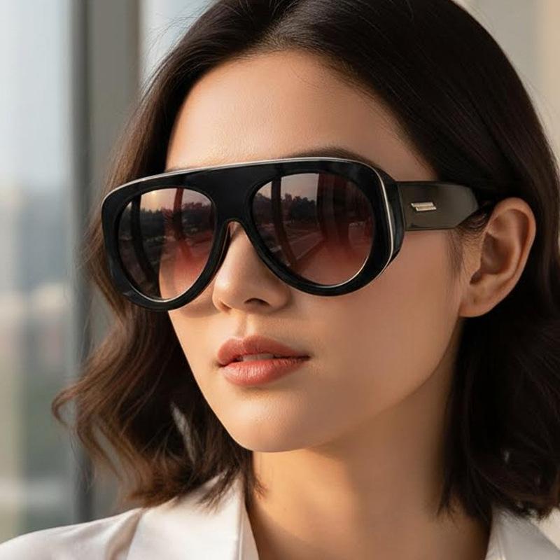 Oversized Oval Pilot Shield Sunglasses Women Big 2025 Luxury Brand Retro Y2K Punk Mirror Sun Glasses For Ladies Shades UV400