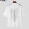 INCERUN Men Short Sleeves Funny Print See Through Casual Losee Tee Tops