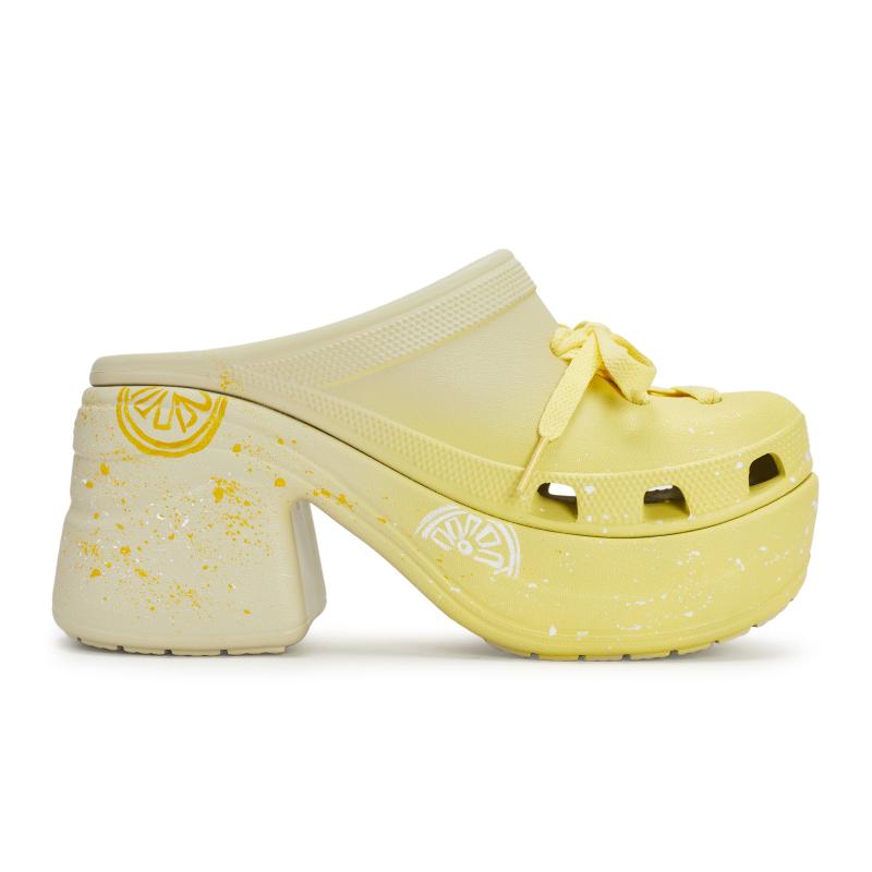 Crocs Siren Clog 811 Made Lemon Micro Sugar Special Shoe Box Lemon Vitality Playful Graffiti Hole Shoes Unisex Same Beige Green