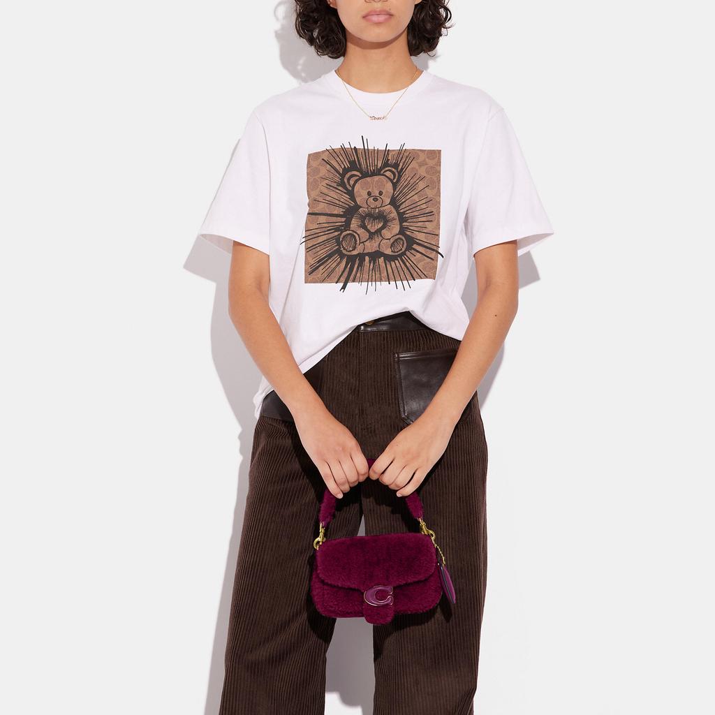 New COACH Pillow Shearling Portable Crossbody Bag Shoulder Bag Small Size Women's Purple CC444-B4FX