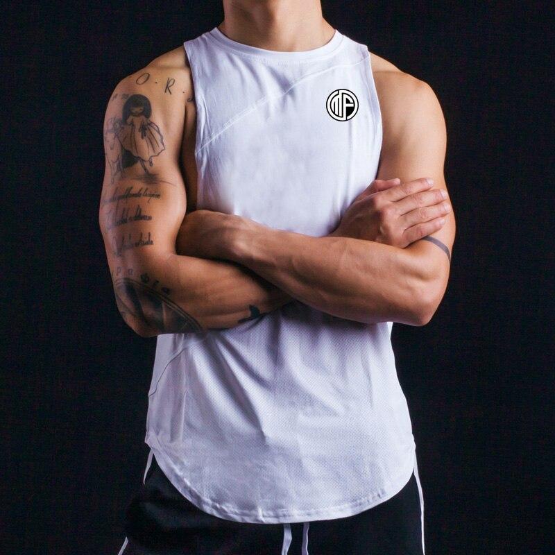 Muscleguys Mládežnický trend Móda Pánské kulturistické svalové tílko bez rukávů Fitness Pohodlná tréninková vesta ležérní Potisk pánské Tílko