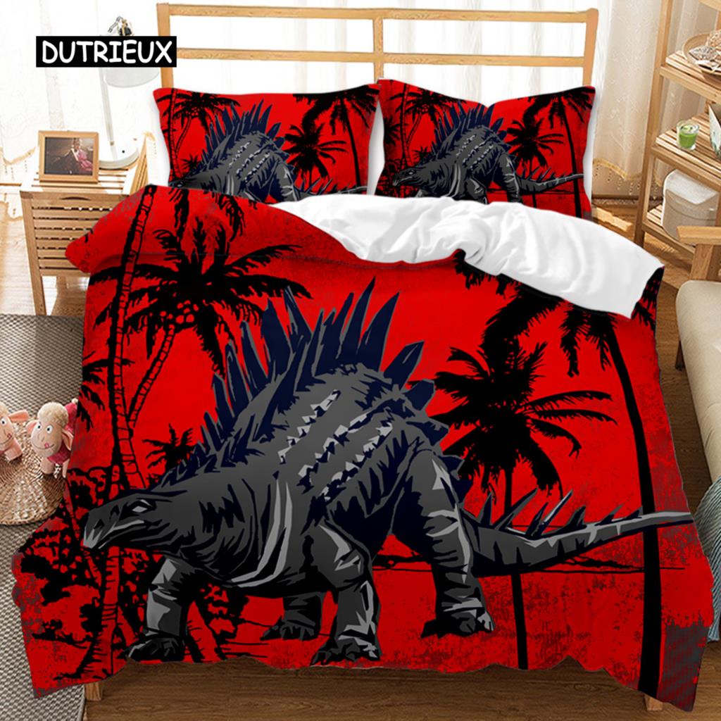 Dinosaur Duvet Cover Set Dinosaurs T-Rex Jurassic Dino Fossil Dinosaur Bedding Double Queen King Size Soft Polyester Qulit Cover