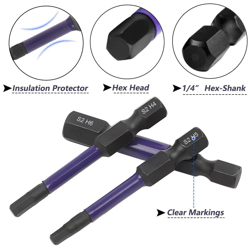 11Pcs/Set 50mm Hex Shank S2 Alloy Steel Screwdriver Bits with Magnetic Bit Holder