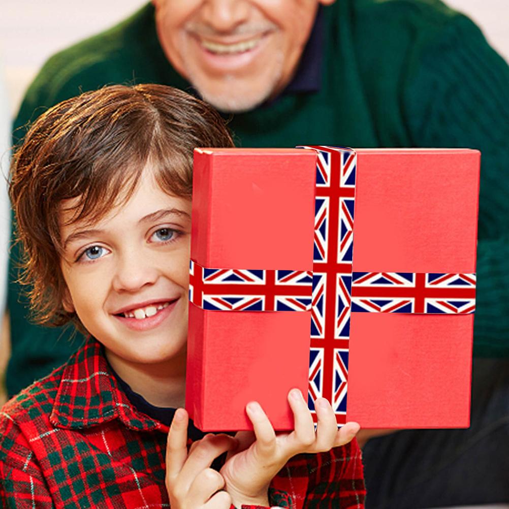Stuha Union Jack 38mm S potiskem vlajky Spojeného království Grosgrain stuha pro výrobu mašlí do vlasů Stuha k jubileu Náramek s vlajkou