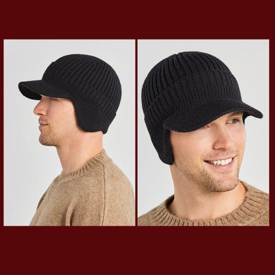 Women Men Winter Hat Solid Color Ear Protection Keep Warm Thicken Elastic Cold-proof Soft Unisex Thick Anti-slip Hat for Adult