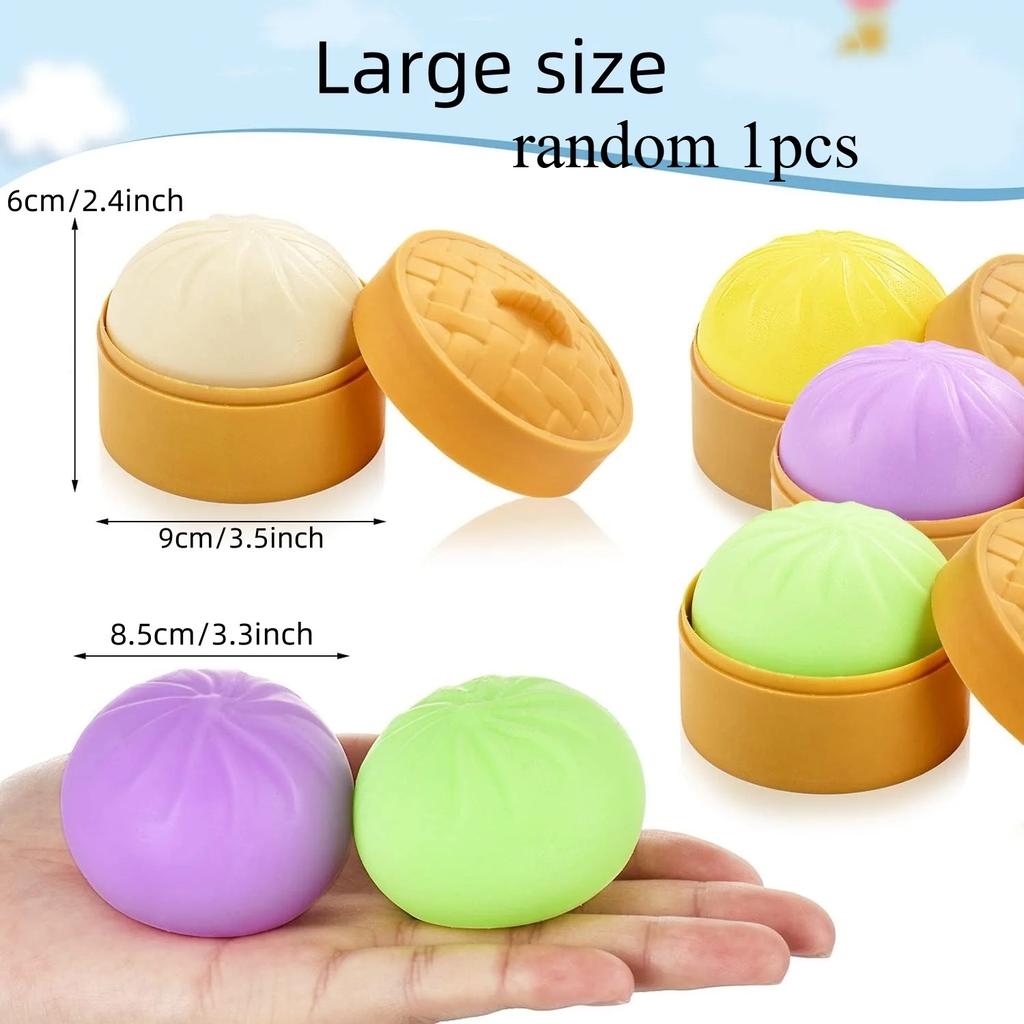 Colorful Dumpling Squishes Stress Balls Fidget Sensory Toys Simulation Food Squishies Bun With Steamer Squeeze Dough Ball Gifts