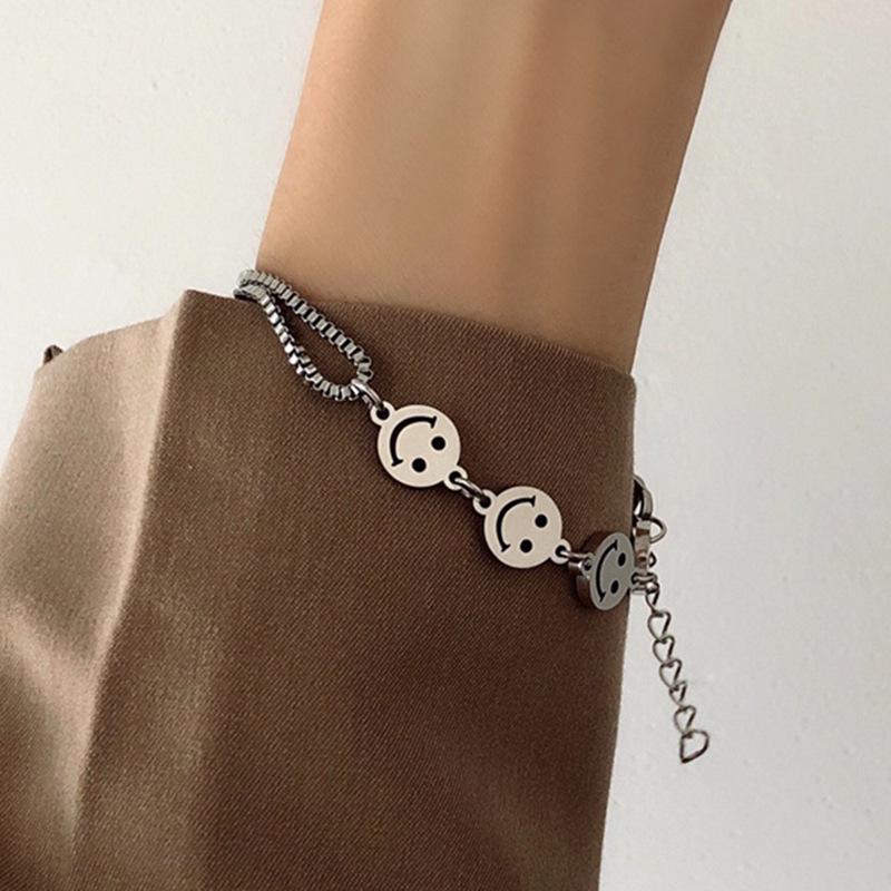 Unisex Harajuku Style Smiley Face Titanium Bracelet - Trendy Korean Design