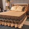 1pcs Luxurious European Quilted Crystal Velvet Bed Skirt Set with Lace Trim - Warm, Thick,1 Bed Skirt