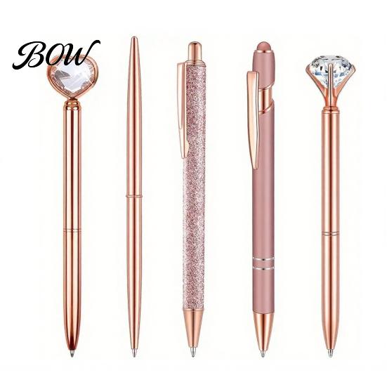 Sturdy Pocket Clip Pen 5PCS Metal Diamond Ballpoint Pens, with Sparkling Rhinestone Decor, Luxury Glitter Writing Smooth Press Mechanism Pen, for Kids