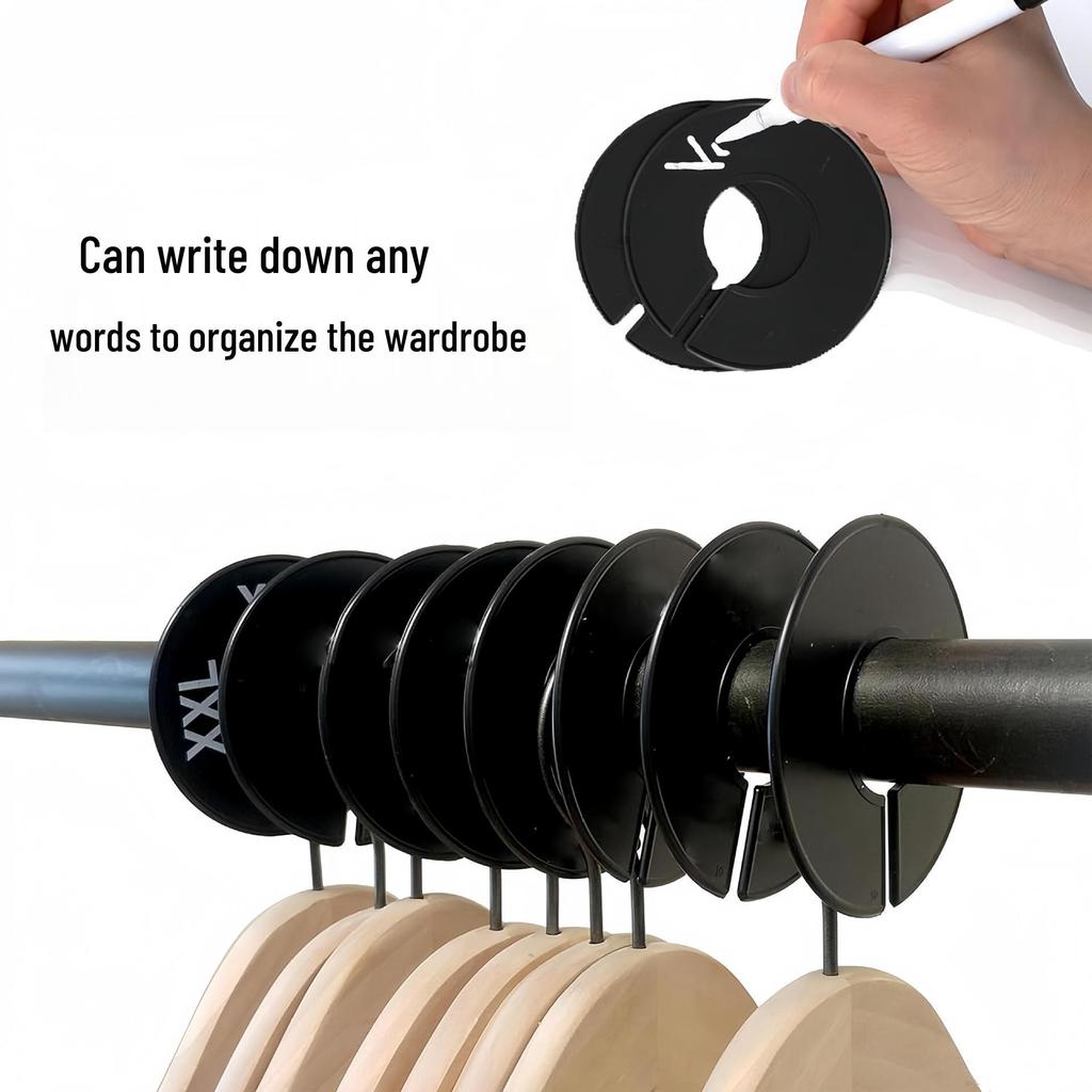 Adult Clothing Size Dividers - Double-Sided Plastic Rings for Wardrobe Organization