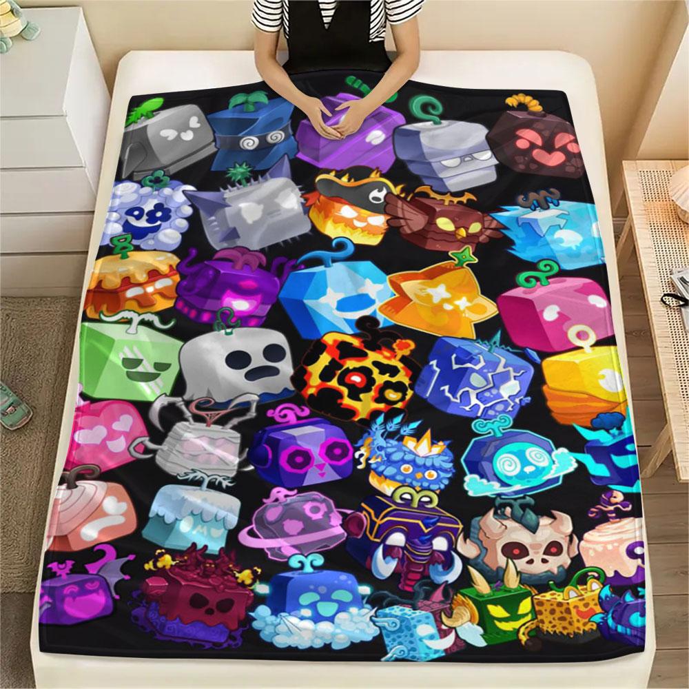 1PC Blox Fruits Patterned Flannel Blanket Suitable For All Seasons for Home Decor Warmth and Comfort Gifts Holiday Present