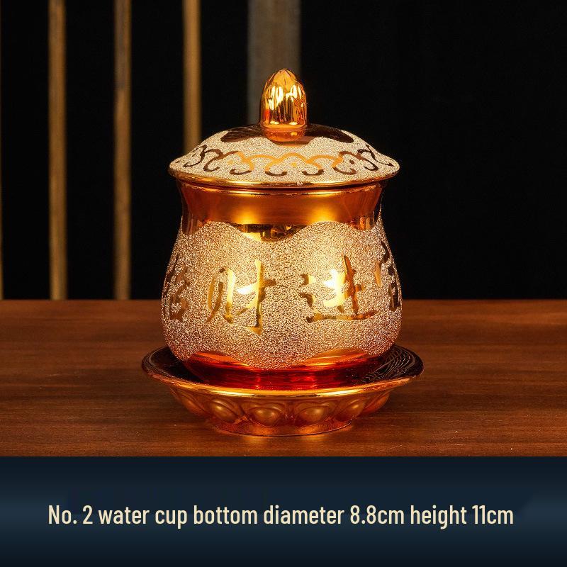 Buddhist Household Ceramic Offering Set: Incense Burner, Water Cup, Fruit Plate, Vase