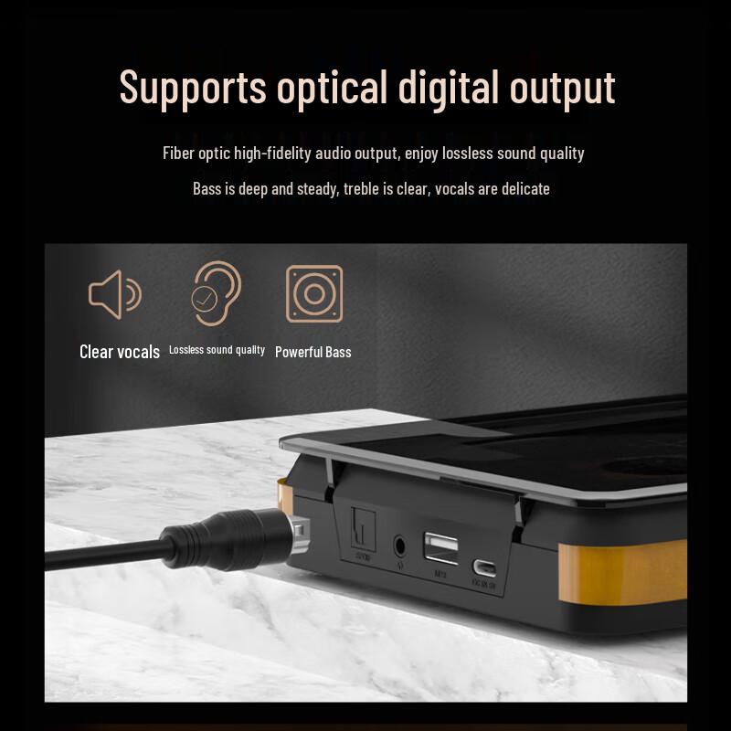 THINKYA HIFI Lettore CD Portatile Retro con Altoparlante Bluetooth Spina CN (adattatore incluso)