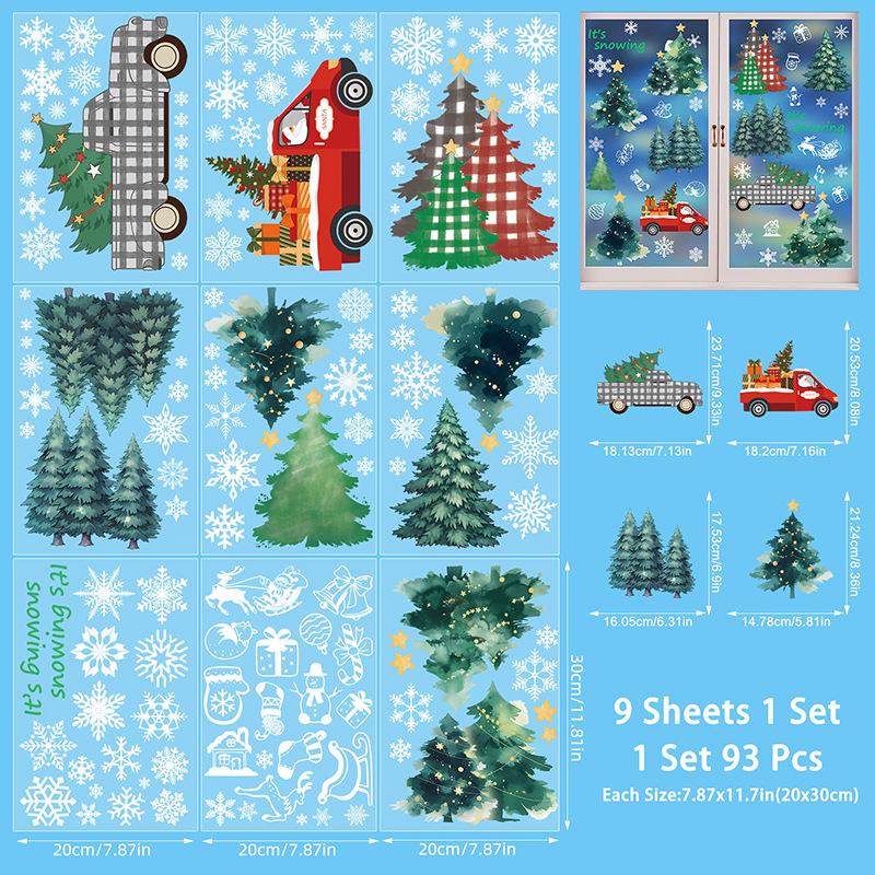 Christmas Electrostatic Window Stickers - Various Designs for Holiday Decorations