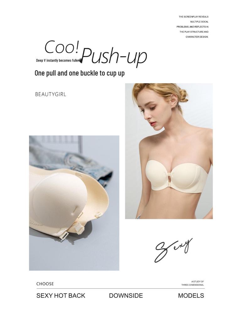 Strapless Non-slip Push-up Lingerie with Front Buckle & Back Support