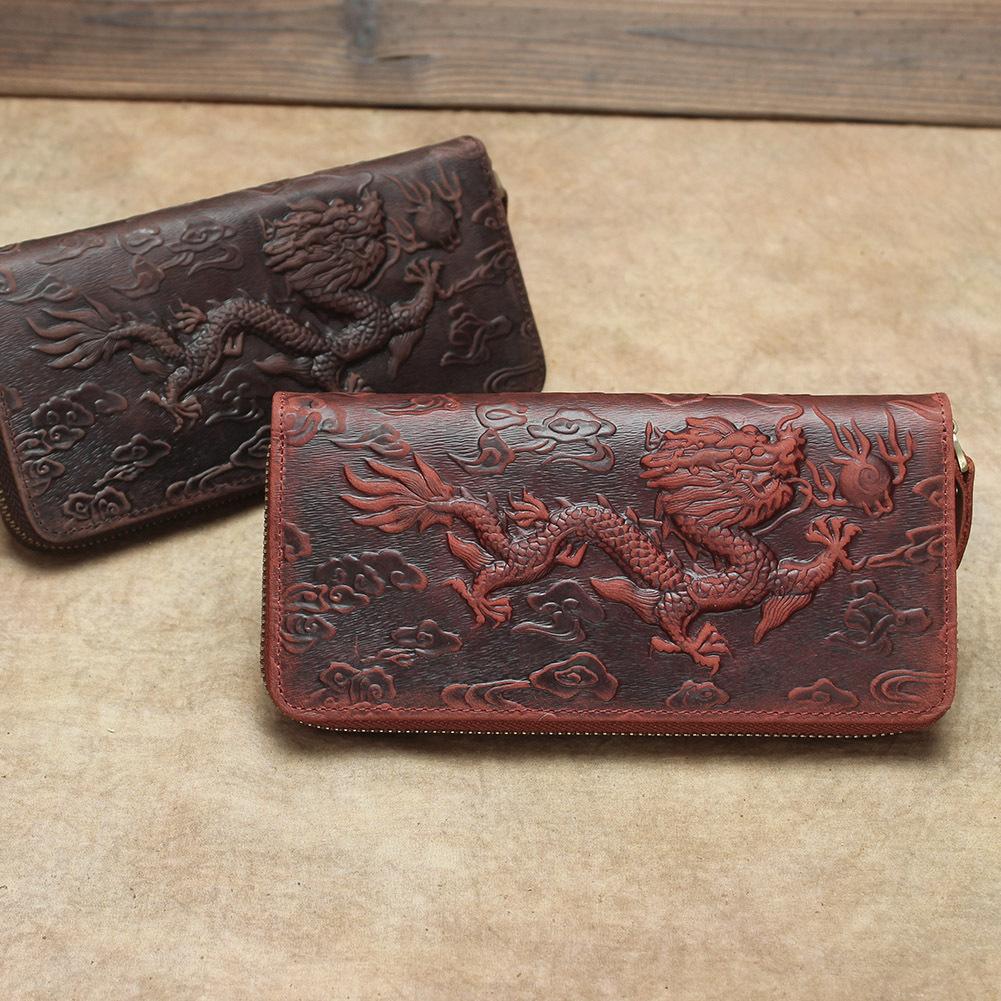 Luxury Men Wallet Genuine Leather Clutch Purse Embossing Long Wallets Thick Cowhide Male Purses Leather Money Hand Clutches