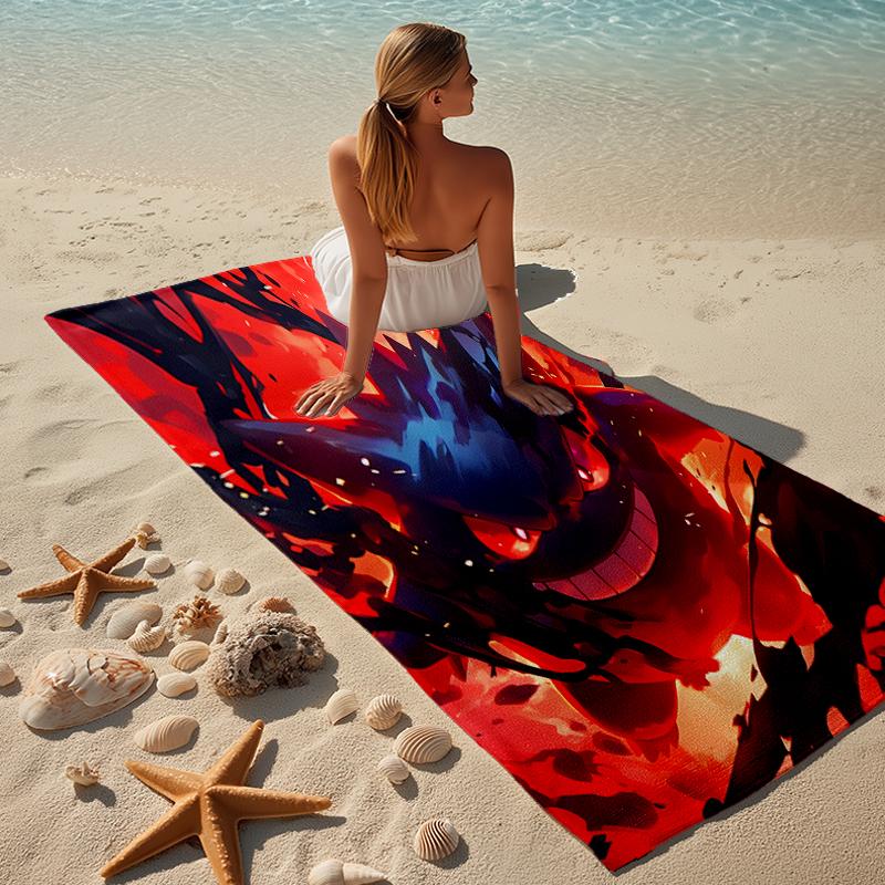 Proof Beach Towel with a Pokémon Gengar Pattern - Soft,absorbent,quick-drying,machine Washable - Perfect for Swimming,camping,bathing