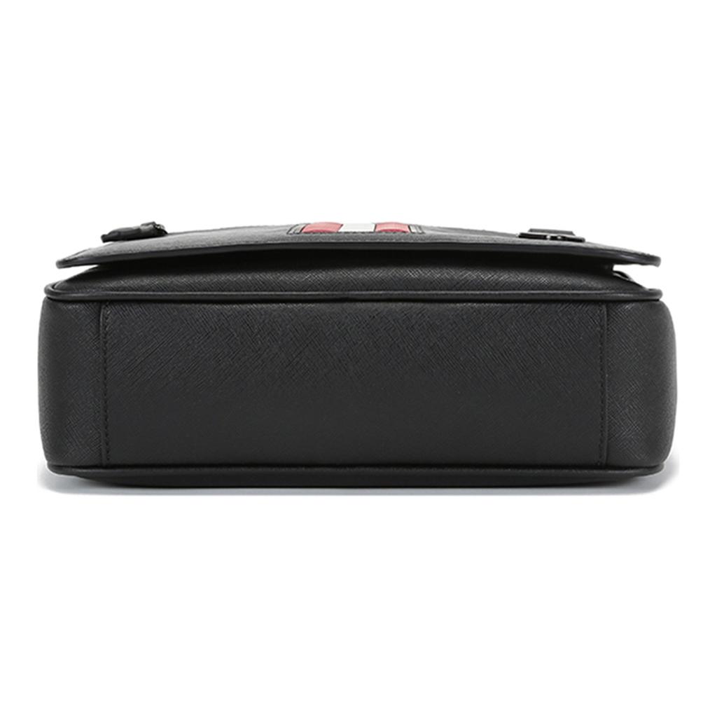 Bally Classic Leather Red And White Striped Messenger Bag Men Handbags Black MYLO-06