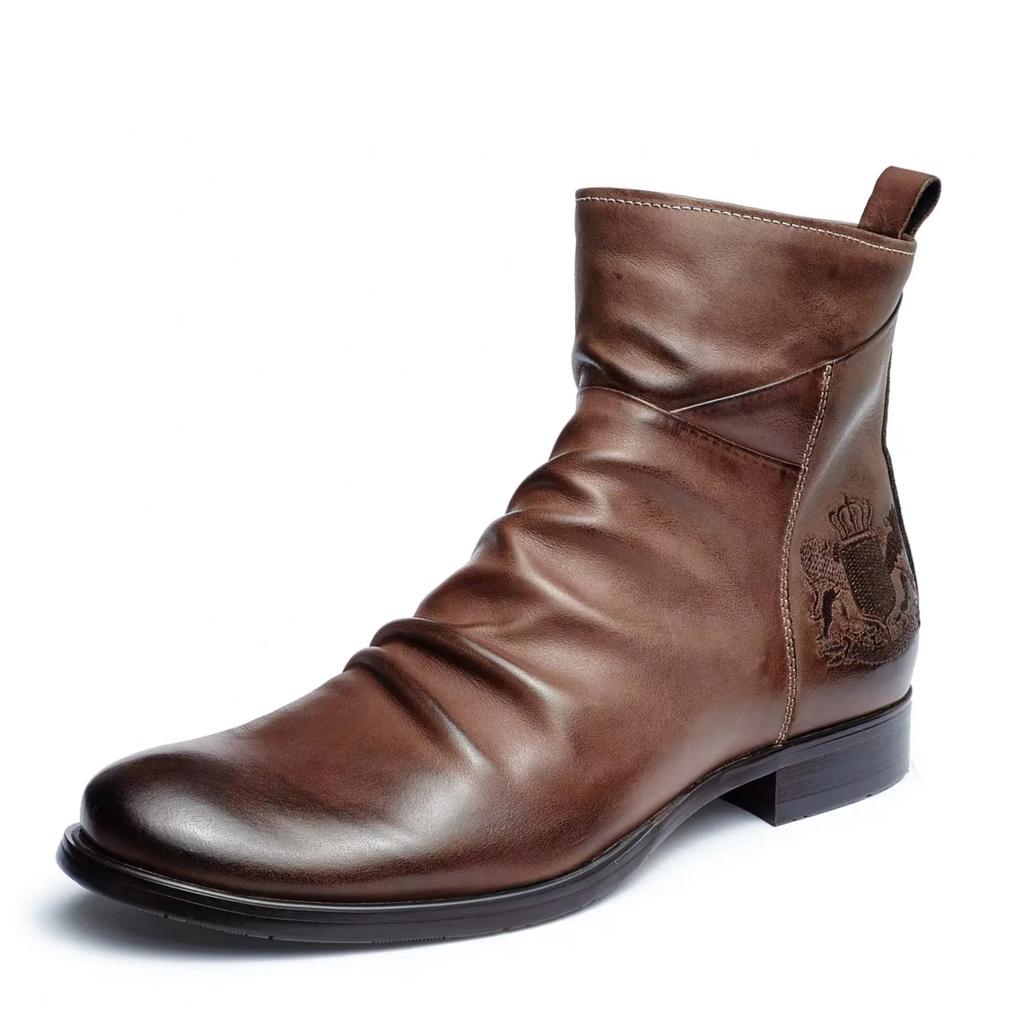 Genuine Leather Men's Boots Ankle Boots Plus Size High Top Shoes Outdoor Work Casual Shoes Motorcycle Military Combat Boots