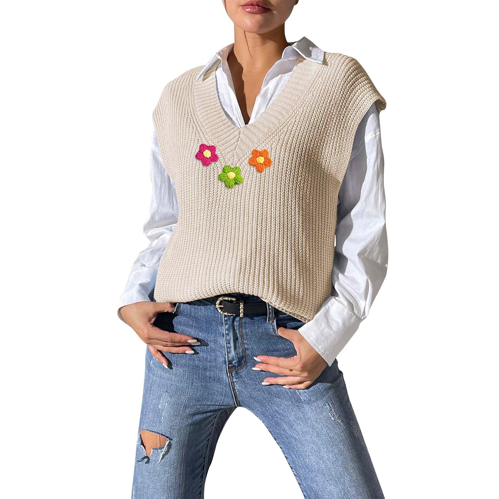 

Женский повседневный модный сексуальный свободный пуловер с цветочным узором, удобный темпераментный топ без рукавов One Size хаки