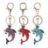 Keychain Pendant Rhinestones Dolphin Inlaid Chain with Shape Key Lobster Clasp Bag