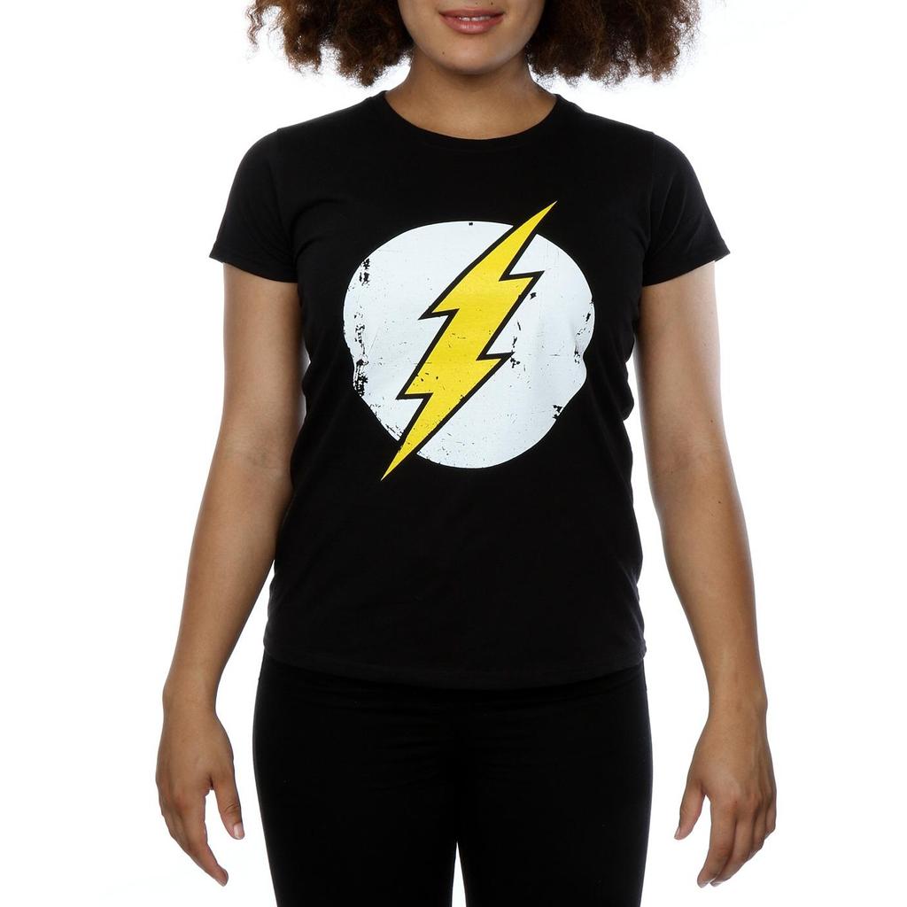 DC Comics Womens/Ladies Flash Distressed Logo Cotton T-Shirt
