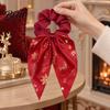 Christmas Party Hair Decorations Scrunchies with Bows Soft Satin Elastic Ties for Women Holiday Gift Accessories Snowflake Elk Tree Print