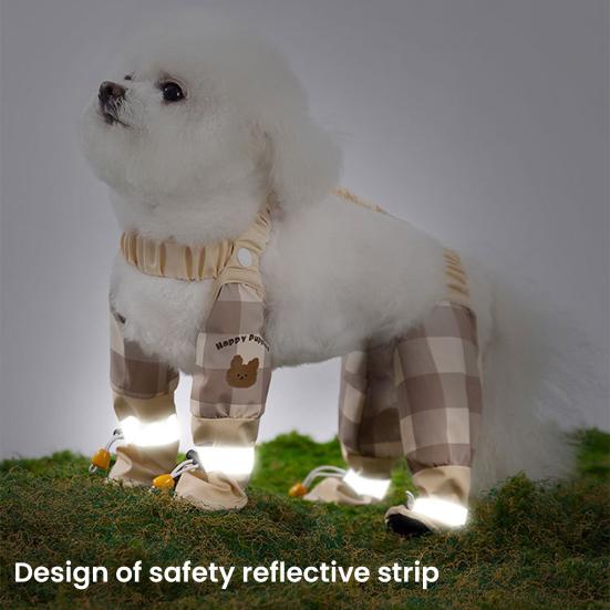 Reflective Stripe Dog Boot Leggings Waterproof Dust-proof Pants Adjustable Full Leg Protection Pet Strolling Going Out Clothes for All Seasons