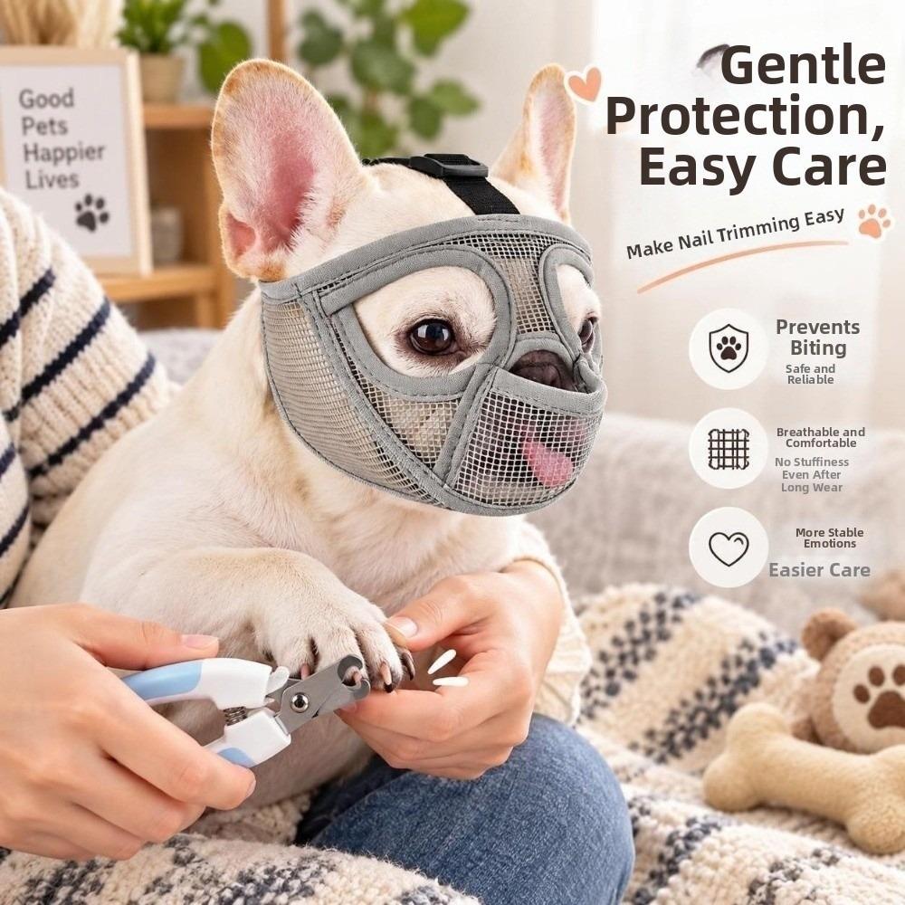 Verstellbarer Riemen Netz Hundemaske Anti-Biss Bulldoggenmaske Haustiermundmaske Hund Outdoor