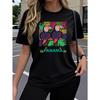 Single Pack Women's Short Sleeve T-Shirt, Colorful Graffiti Bird Creative Artistic Trendy Fun Print, Breathable Stretchy Round Neck Top