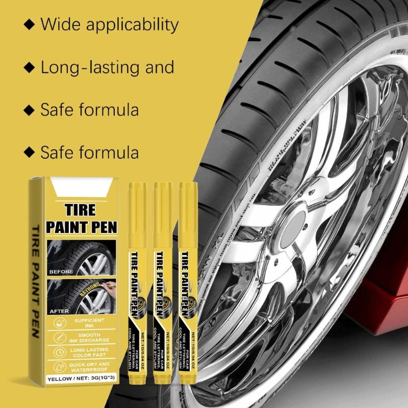 15Pcs Yellow Tire Paint Pen Quick Drying Water Resistant Yellow Tire Marker Pen For Car Tire Lettering Scratch Repair