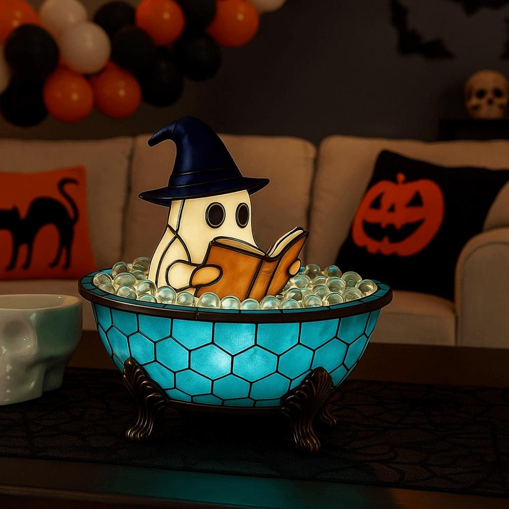 Soft Color Change Ghost Bubble Bath Lamp Resin Halloween Ghost Night Light  Indoor